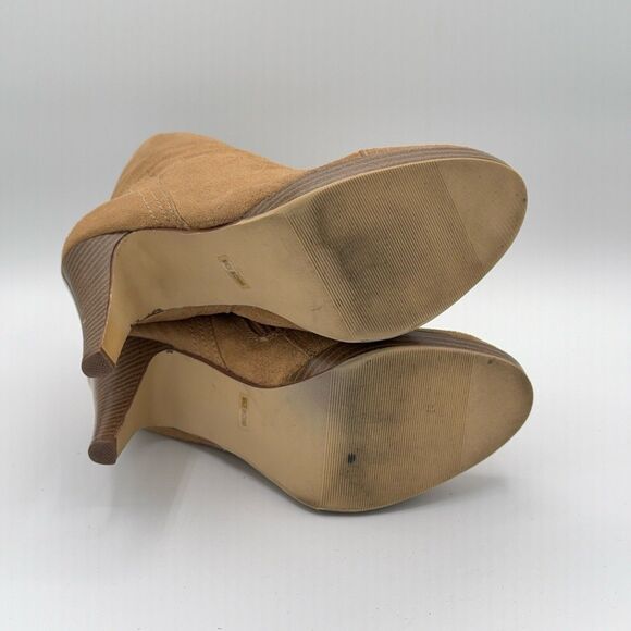 Top Moda Tan Suede Ankle Booties Women’s Size 9 High Heel Fashion Boots - Picture 7 of 9